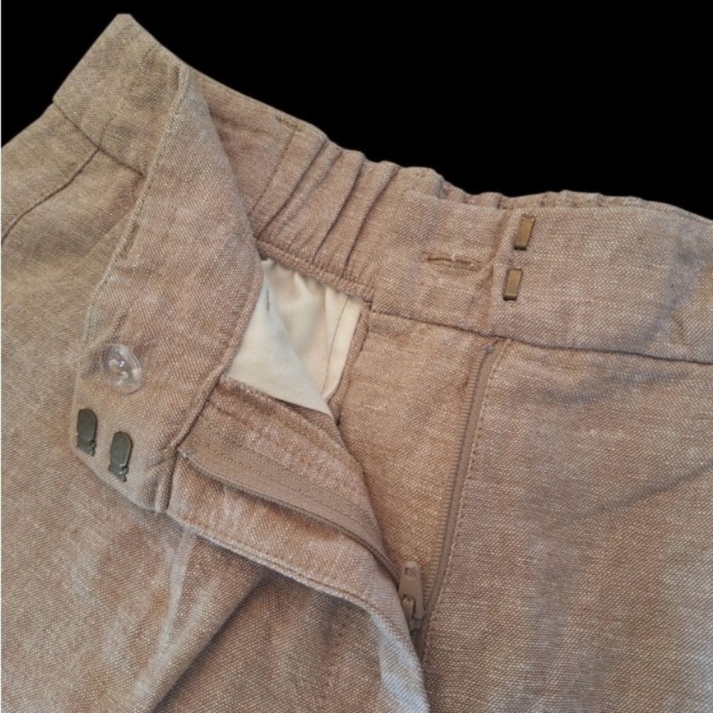 Tan High Waisted Linen Blend Shorts - Picture 3 of 5